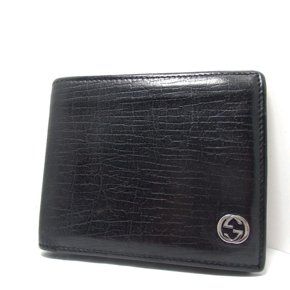 Gucci Black Leather Wallet with Silver Logo
